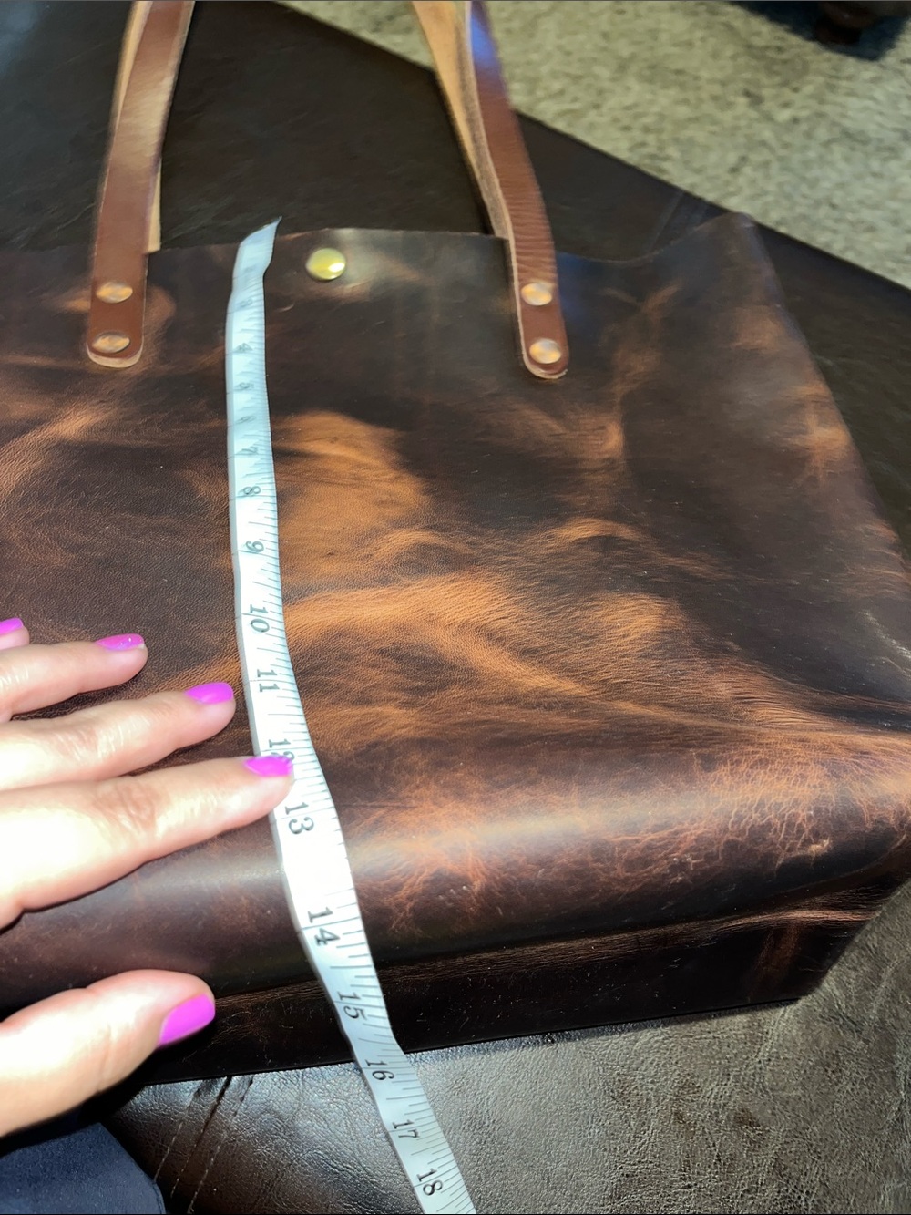 Autumn harvest Brown Leather Tote Bag from KMM and co - Picture 14 of 17